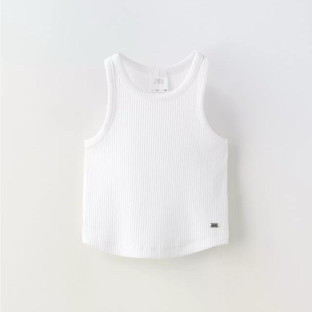 Zara Classic White Ribbed Racerback Tank Size 11-12